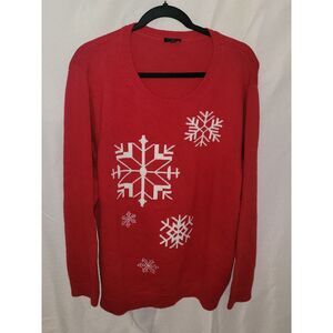 Talbots Womens 3X Red Snowflake Christmas Sweater CB3/3A